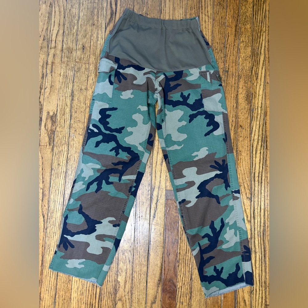 Army Military Woodland Camouflage Maternity Pants Size 6 S Utility Work Uniform